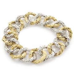 18 Karat Yellow & White Gold Interlocking Circle Rope Link Bracelet