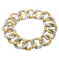 18 Karat Yellow 
White Gold Interlocking Circle Rope Link Bracelet
