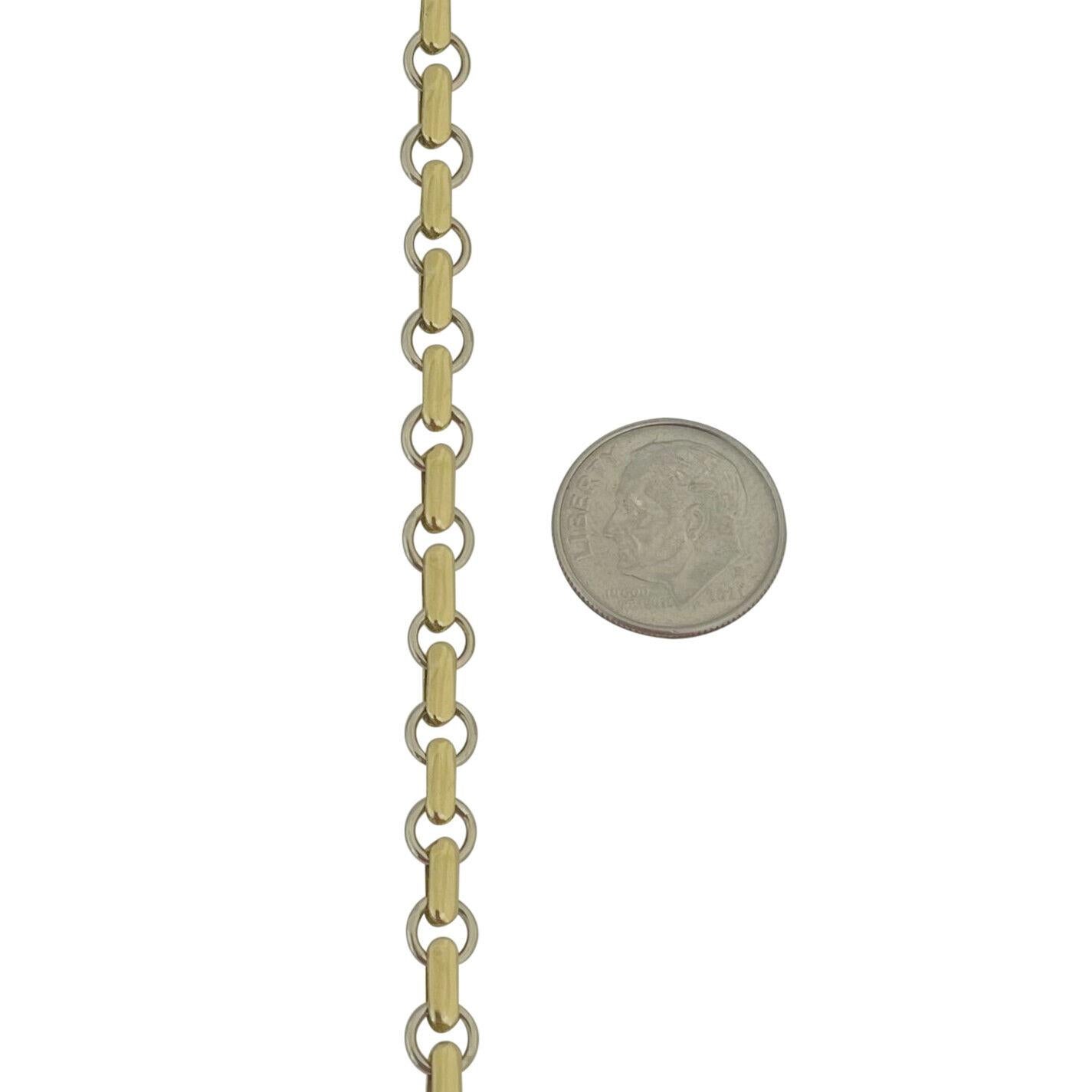 Bracelet à maillons en or jaune et blanc 18 carats pour femmes avec câbles et barres, Italie  Pour femmes 