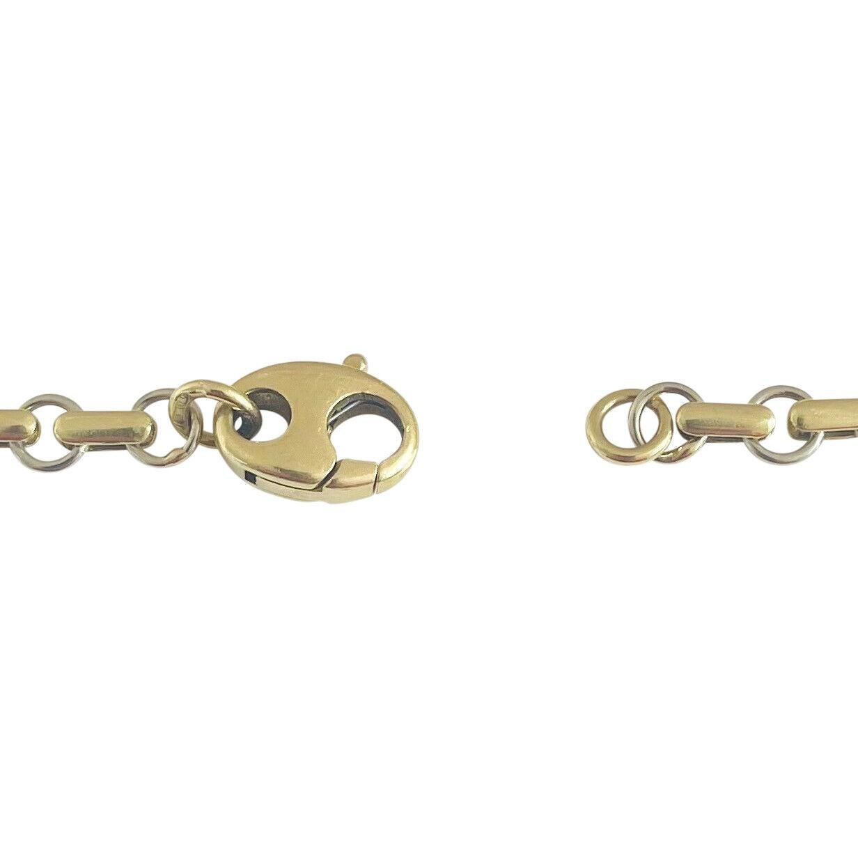 Bracelet à maillons en or jaune et blanc 18 carats pour femmes avec câbles et barres, Italie  1