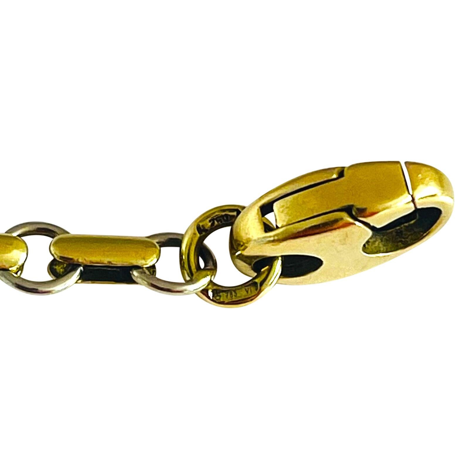 18 Karat Yellow & White Gold Ladies Fancy Cable & Bar Link Bracelet Italy 3