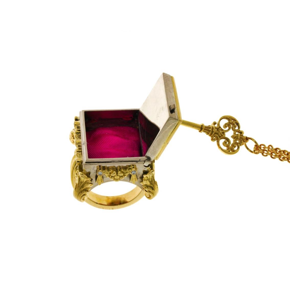 18 Karat Yellow and White Gold, Lapis Lazuli and Diamond Celestial Chamber Ring For Sale 2