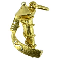 18 Karat Yellow White Gold Large Italian Gondola Boat Venice Charm Pendant