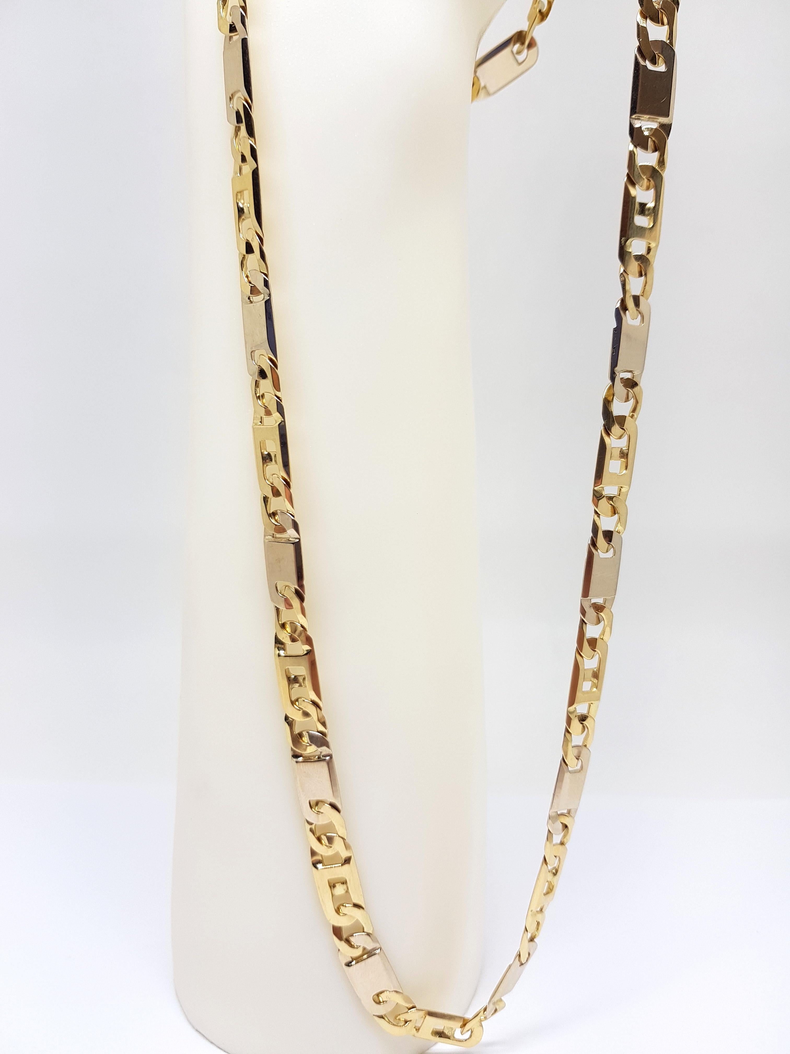 Men's 18 Karat Yellow White Gold Men’s Chain Necklace For Sale