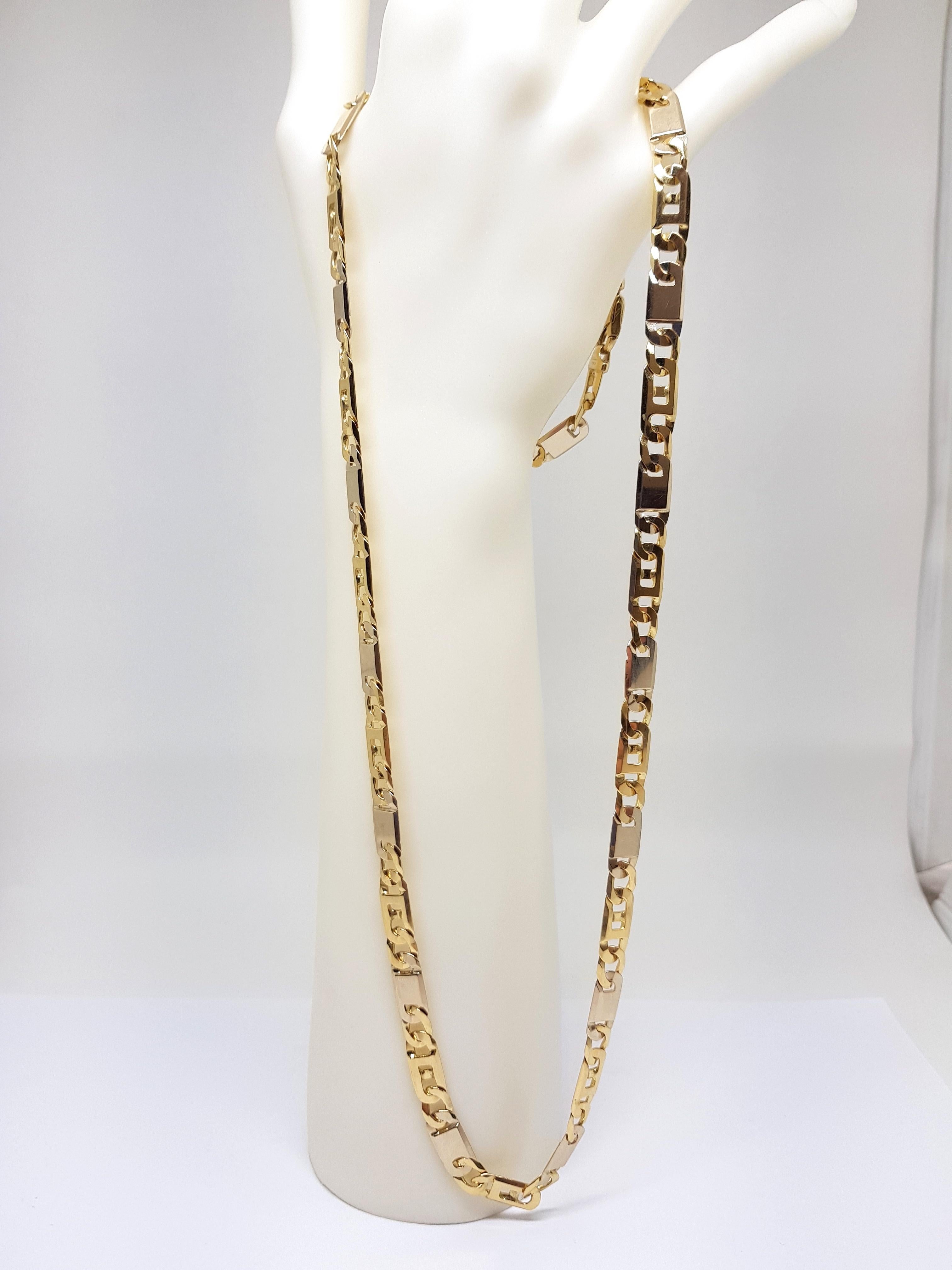 18 Karat Yellow White Gold Men’s Chain Necklace For Sale 1