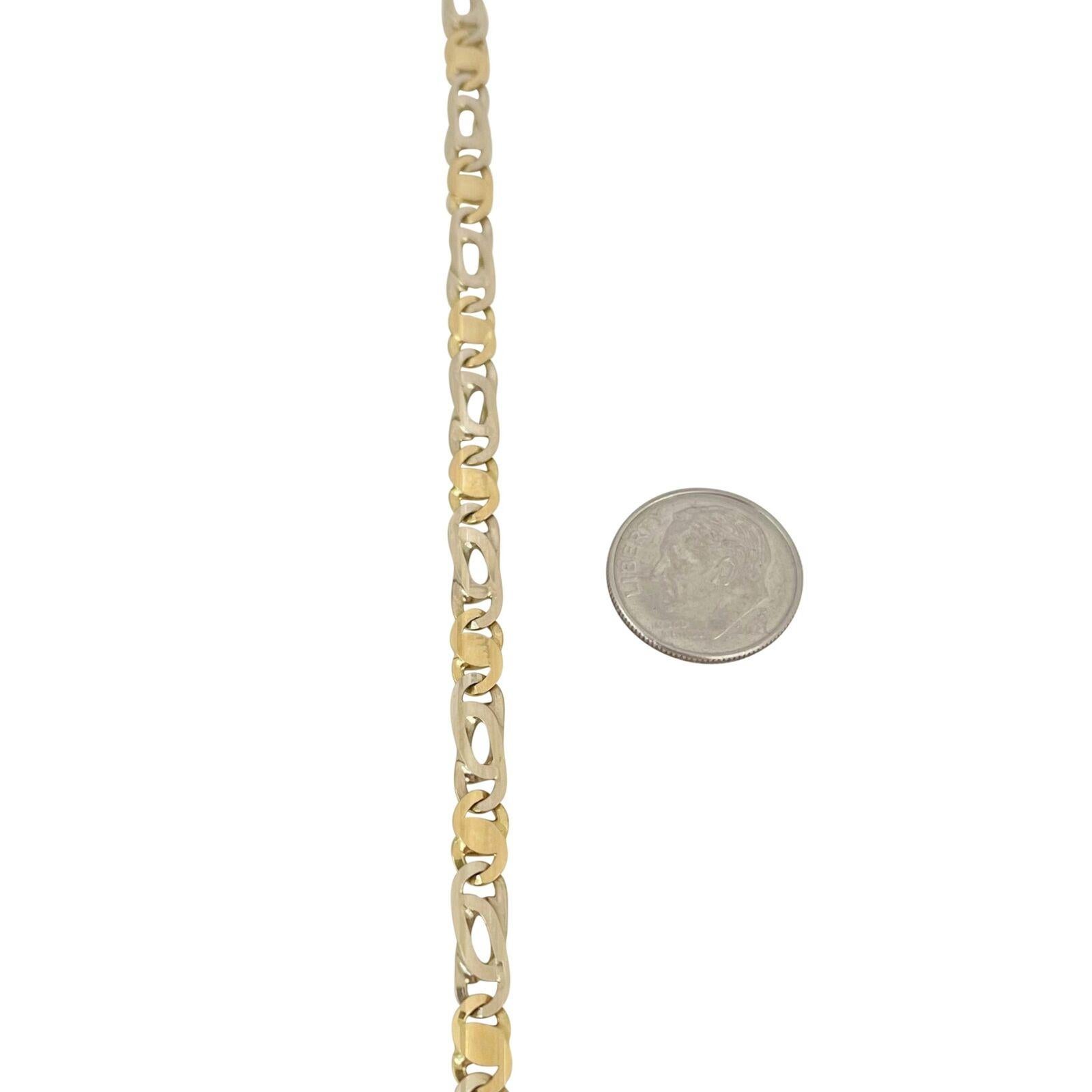 18 Karat Gelb- und Weißgold Herrenarmband mit zweifarbigem A Link Armband Italien 1