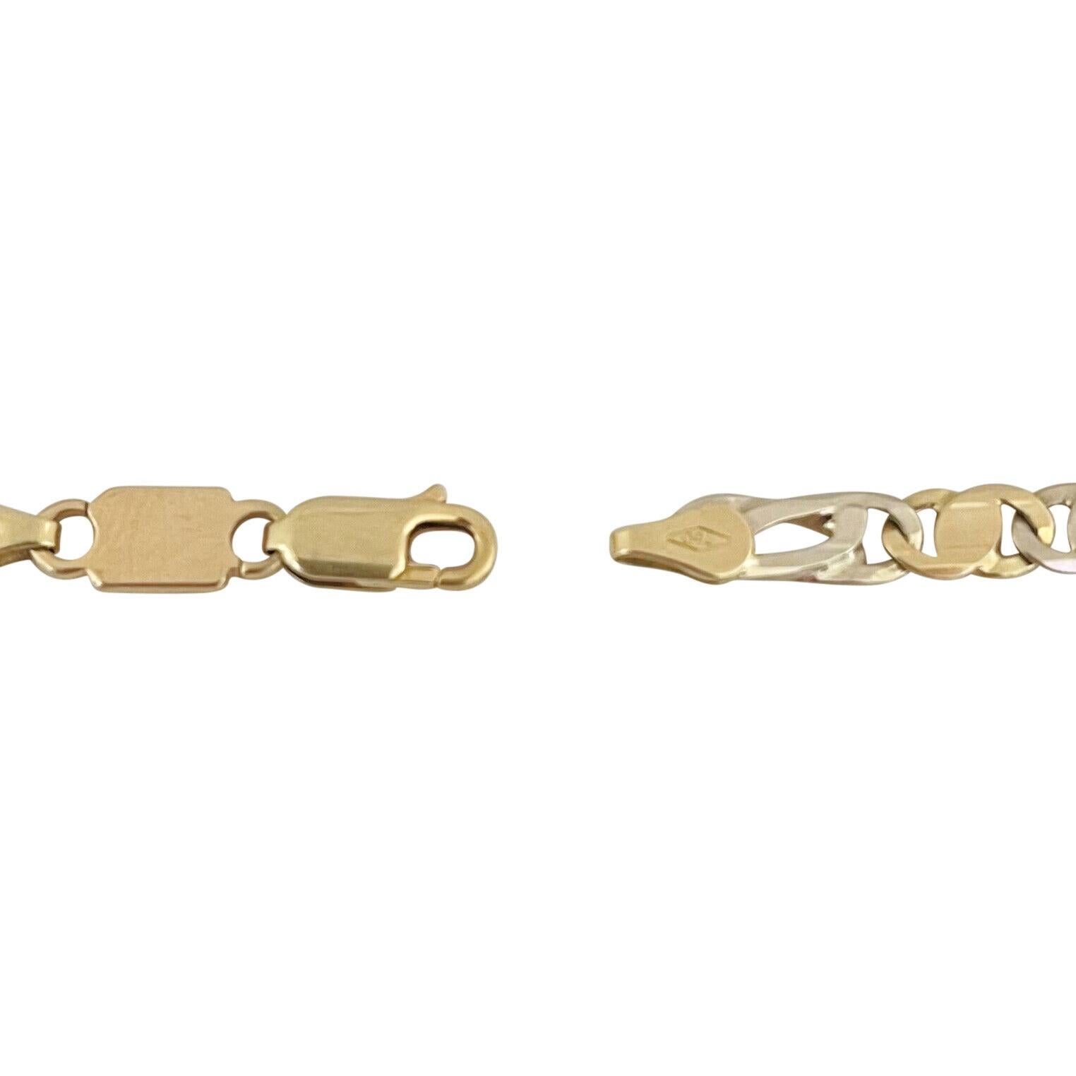 18 Karat Gelb- und Weißgold Herrenarmband mit zweifarbigem A Link Armband Italien 2