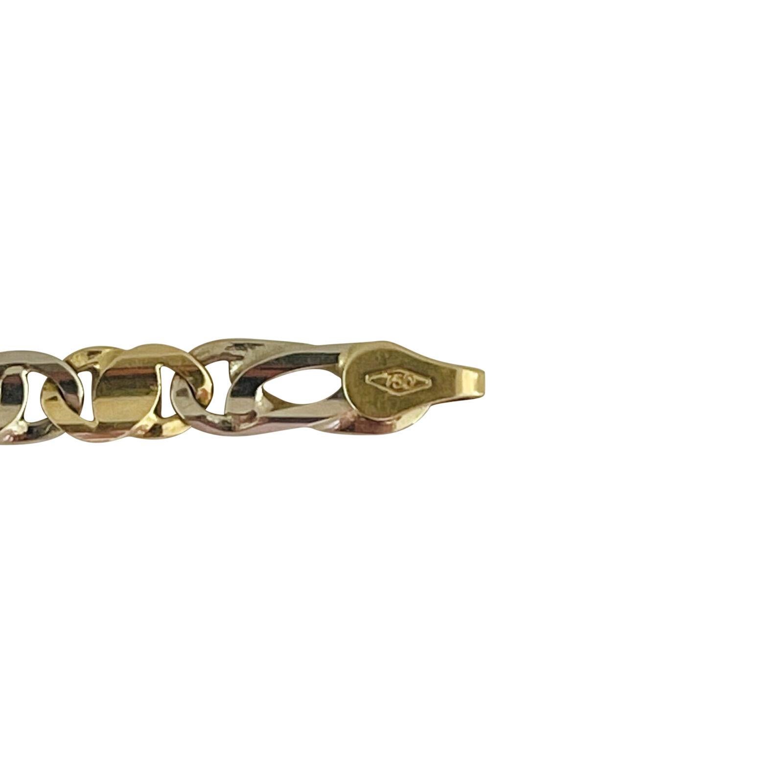 18 Karat Gelb- und Weißgold Herrenarmband mit zweifarbigem A Link Armband Italien 3