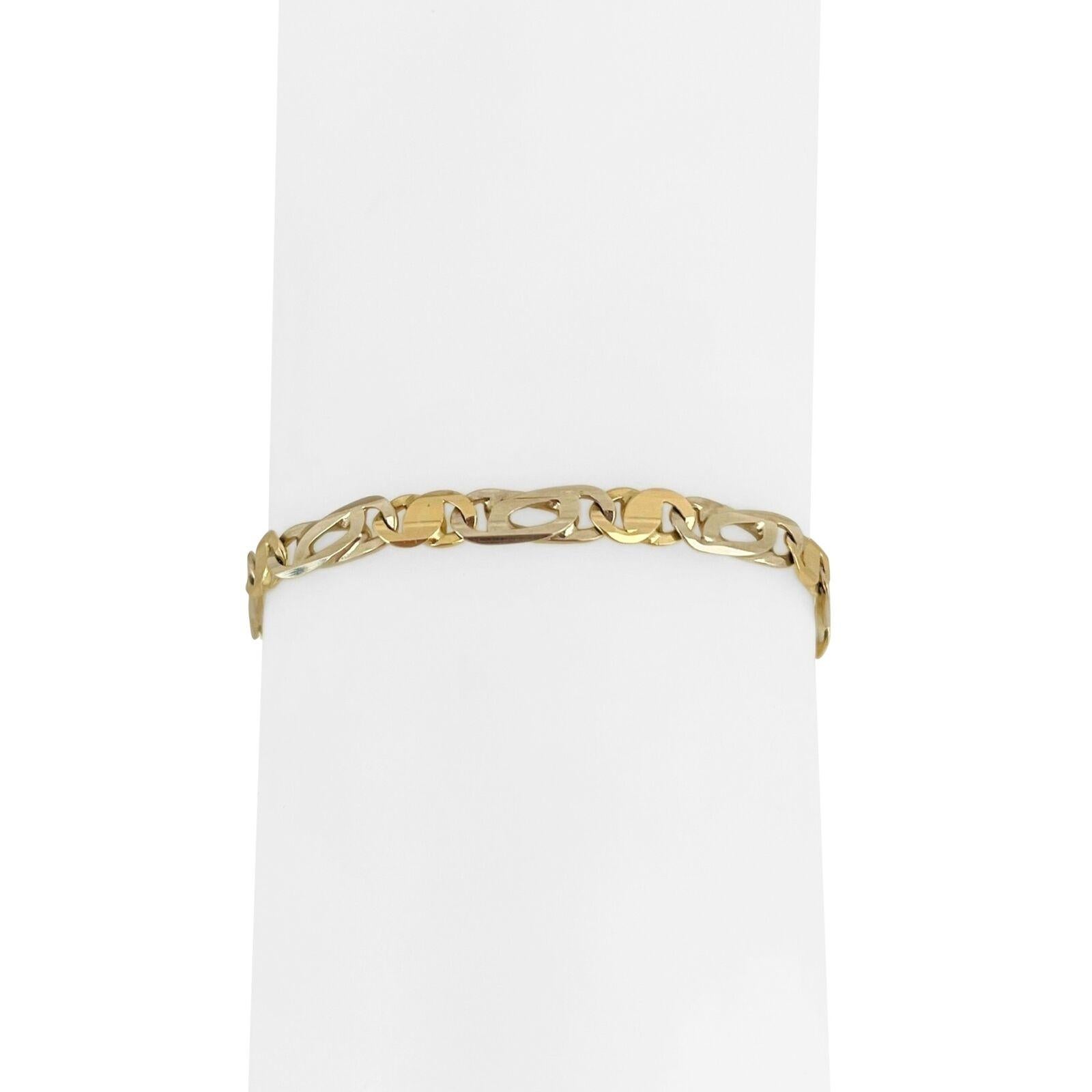 18 Karat Gelb- und Weißgold Herrenarmband mit zweifarbigem A Link Armband Italien 6