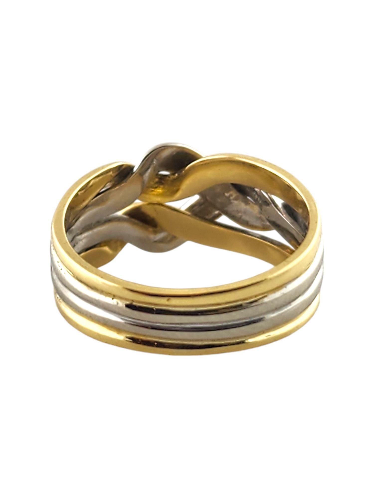 18 Karat Yellow & White Gold Multi Band Knot Ring Size 6.5 #18523 In Good Condition For Sale In Washington Depot, CT