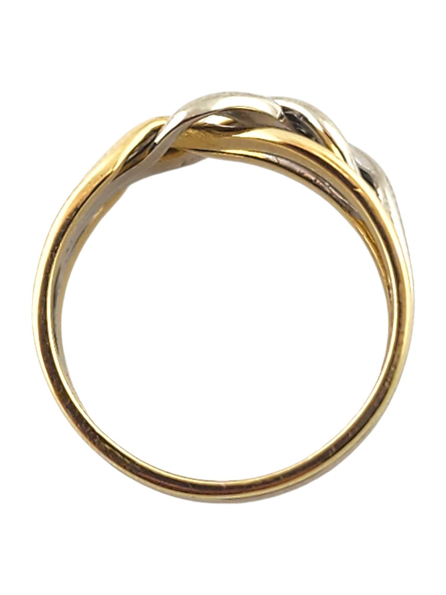 Women's 18 Karat Yellow & White Gold Multi Band Knot Ring Size 6.5 #18523 For Sale