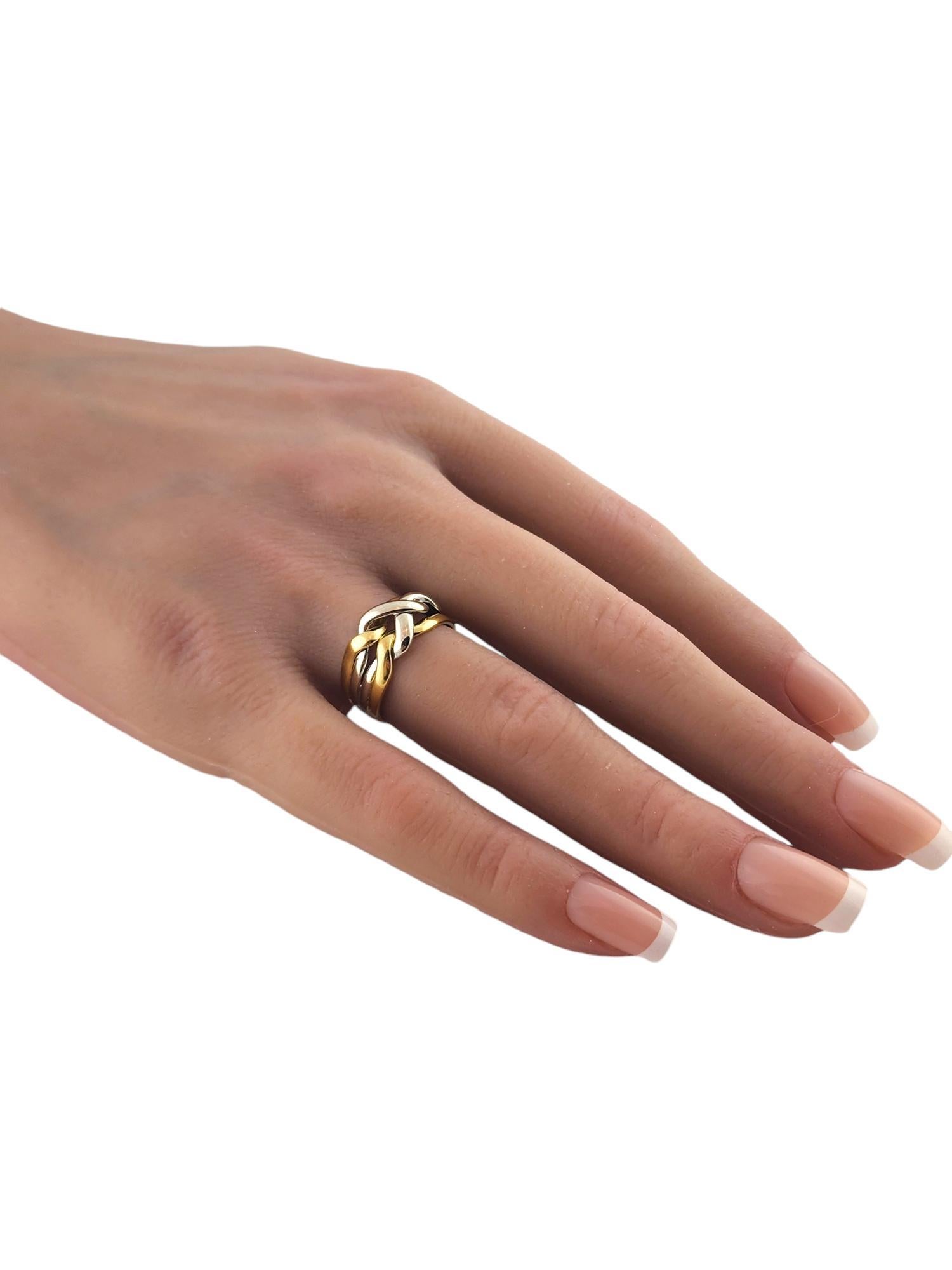 18 Karat Yellow & White Gold Multi Band Knot Ring Size 6.5 #18523 For Sale 2