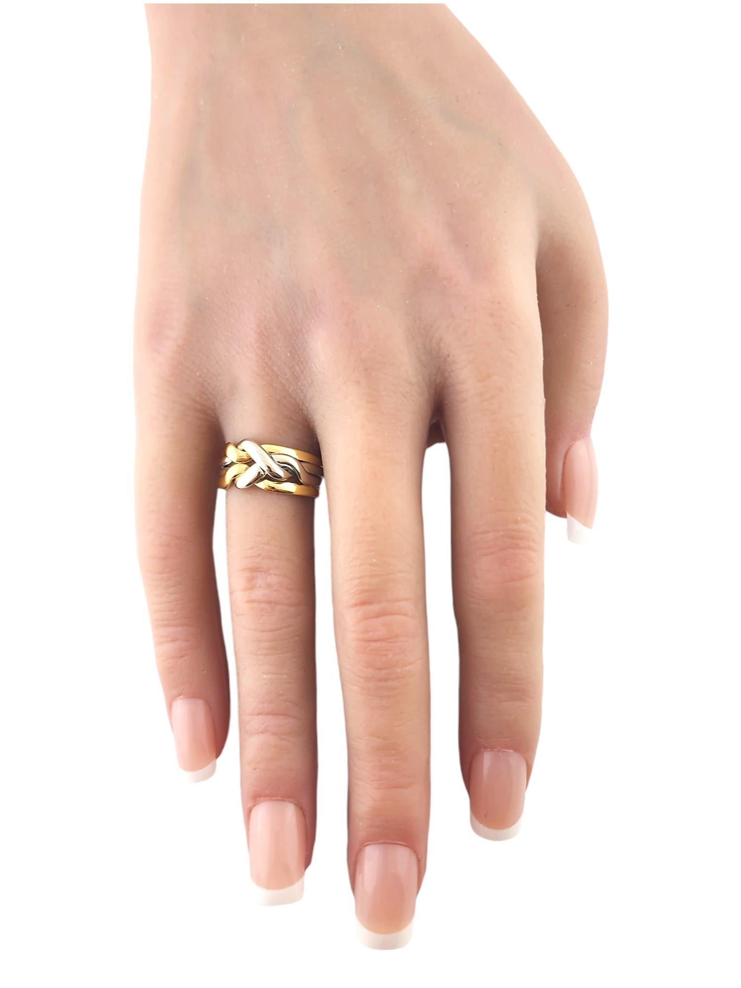 18 Karat Yellow & White Gold Multi Band Knot Ring Size 6.5 #18523 For Sale 3