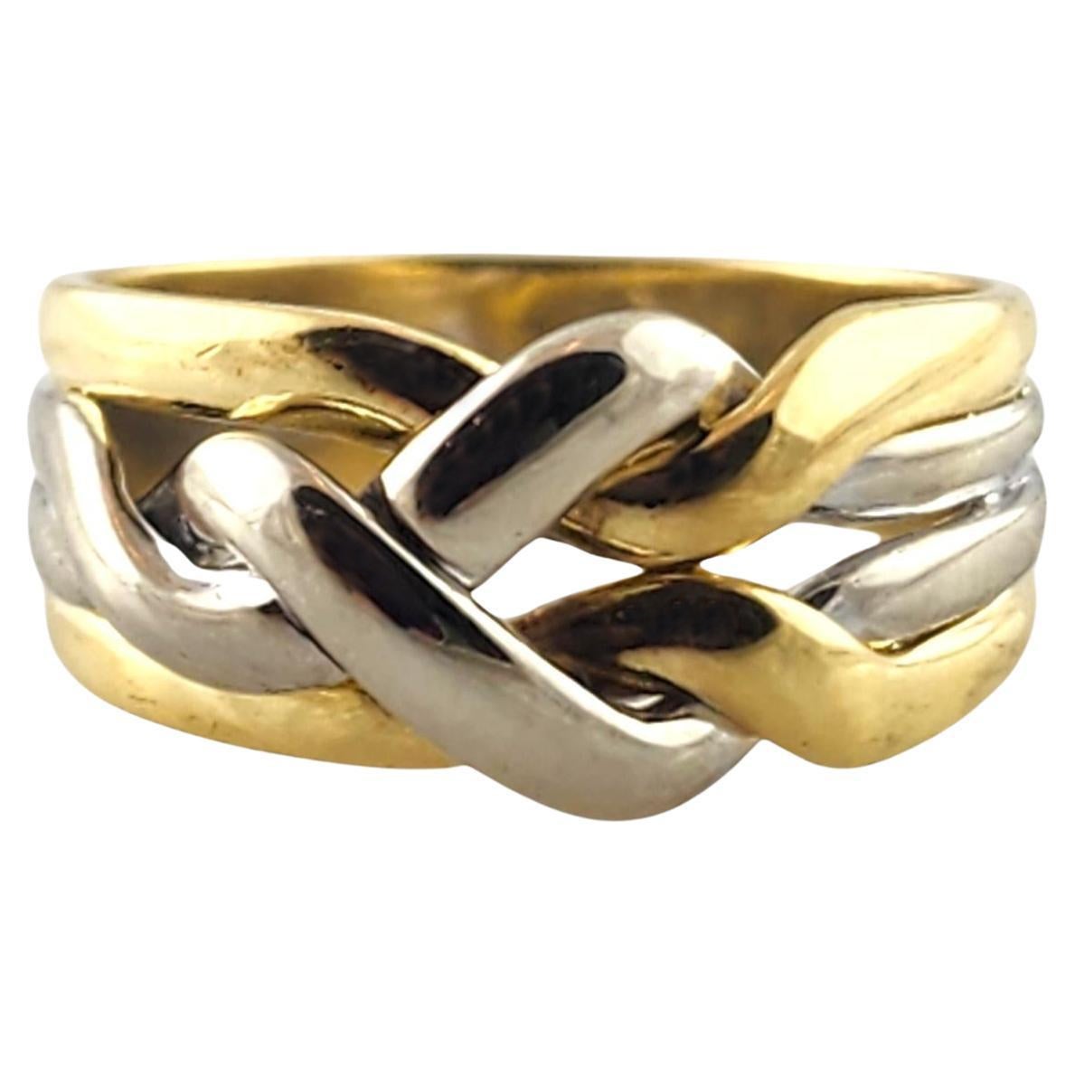 18 Karat Yellow & White Gold Multi Band Knot Ring Size 6.5 #18523
