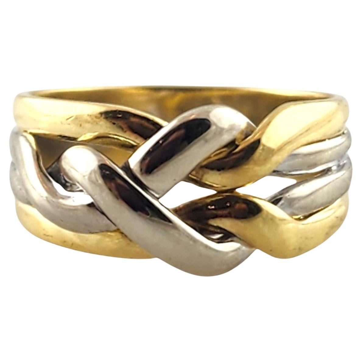 18 Karat Yellow & White Gold Multi Band Knot Ring Size 6.5 #18523