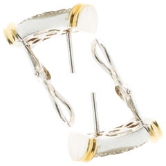 18 Karat Yellow & White Gold Pave Diamond Bar Earrings