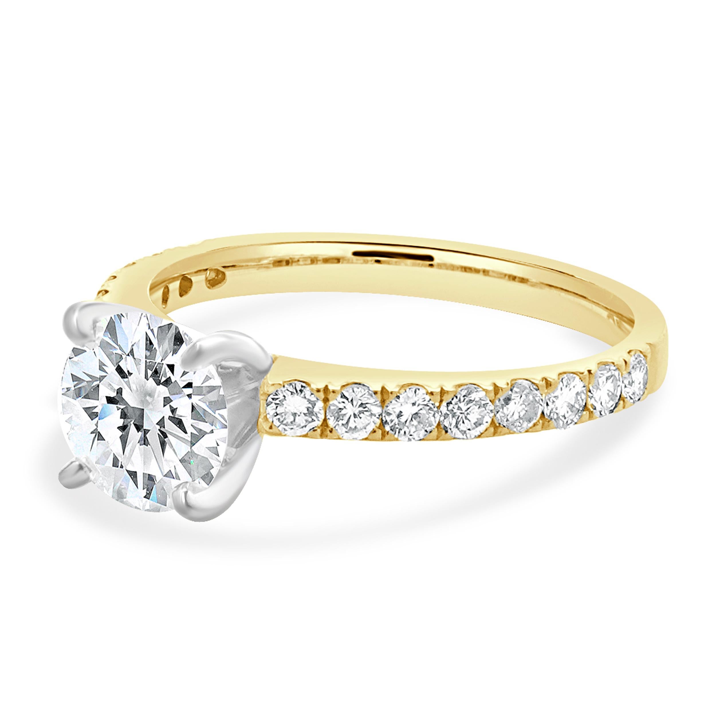 Designer: custom
Material: 18K yellow & white gold
Diamond: 1 round brilliant cut = 1.14ct
Color: D
Clarity: VS1
GIA 6234375904
Diamond: round brilliant cut = 0.50cttw
Color: G
Clarity: SI1
Ring Size: 6 (complimentary sizing available)
Weight: 3.33