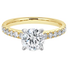 18 Karat Gelb- und Weißgold Runder Brillantschliff Diamant-Verlobungsring