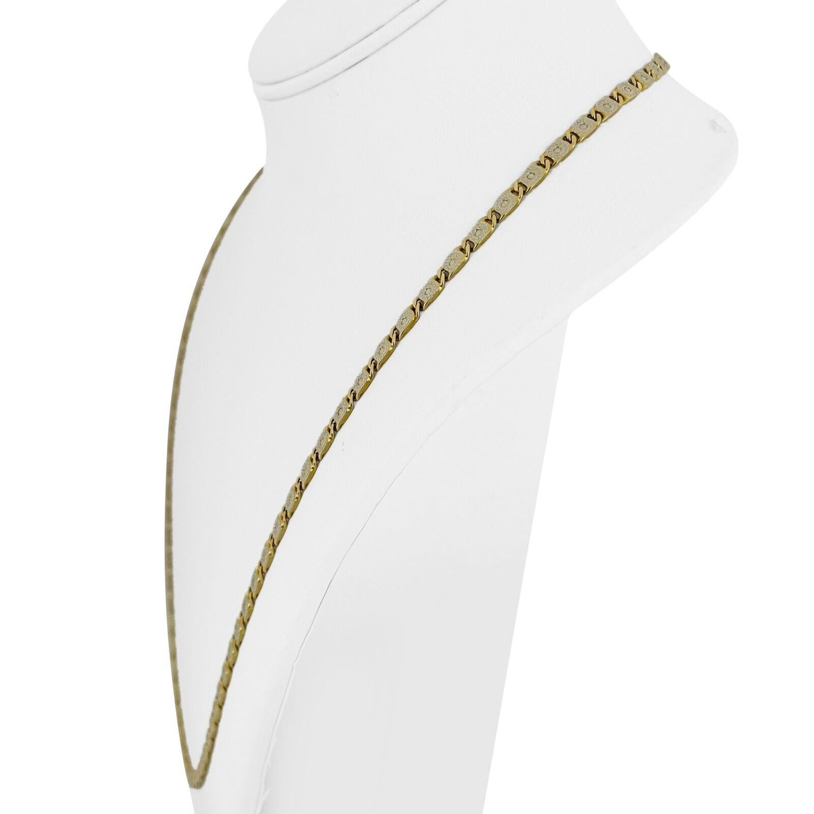 18k Gelb & Weiß Gold 29g solide Vintage Fancy Link Kette Halskette Italien 25