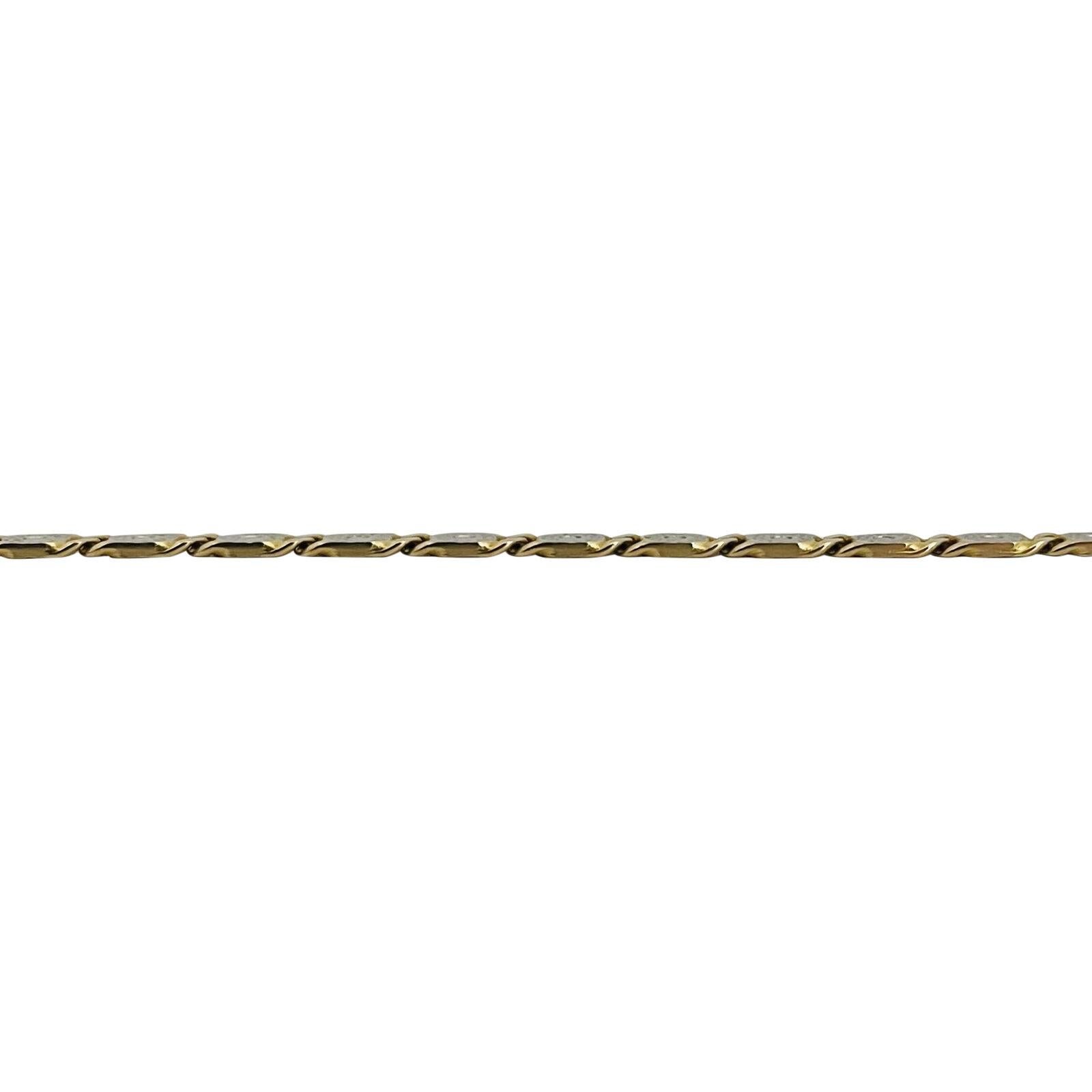 18 Karat Gelb-Weißgold Massiv-Vintage Fancy Gliederkette Halskette Italien Damen