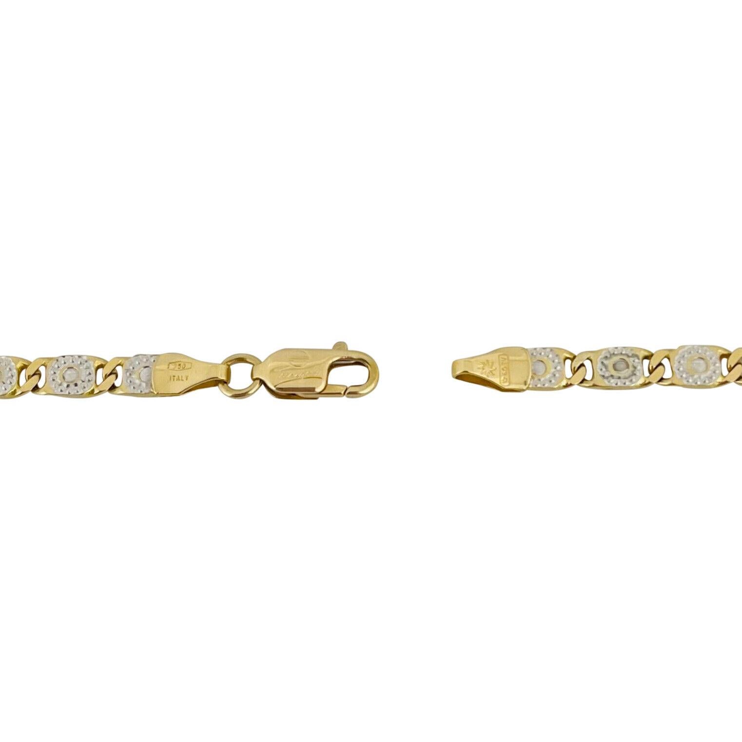 18 Karat Gelb-Weißgold Massiv-Vintage Fancy Gliederkette Halskette Italien 2