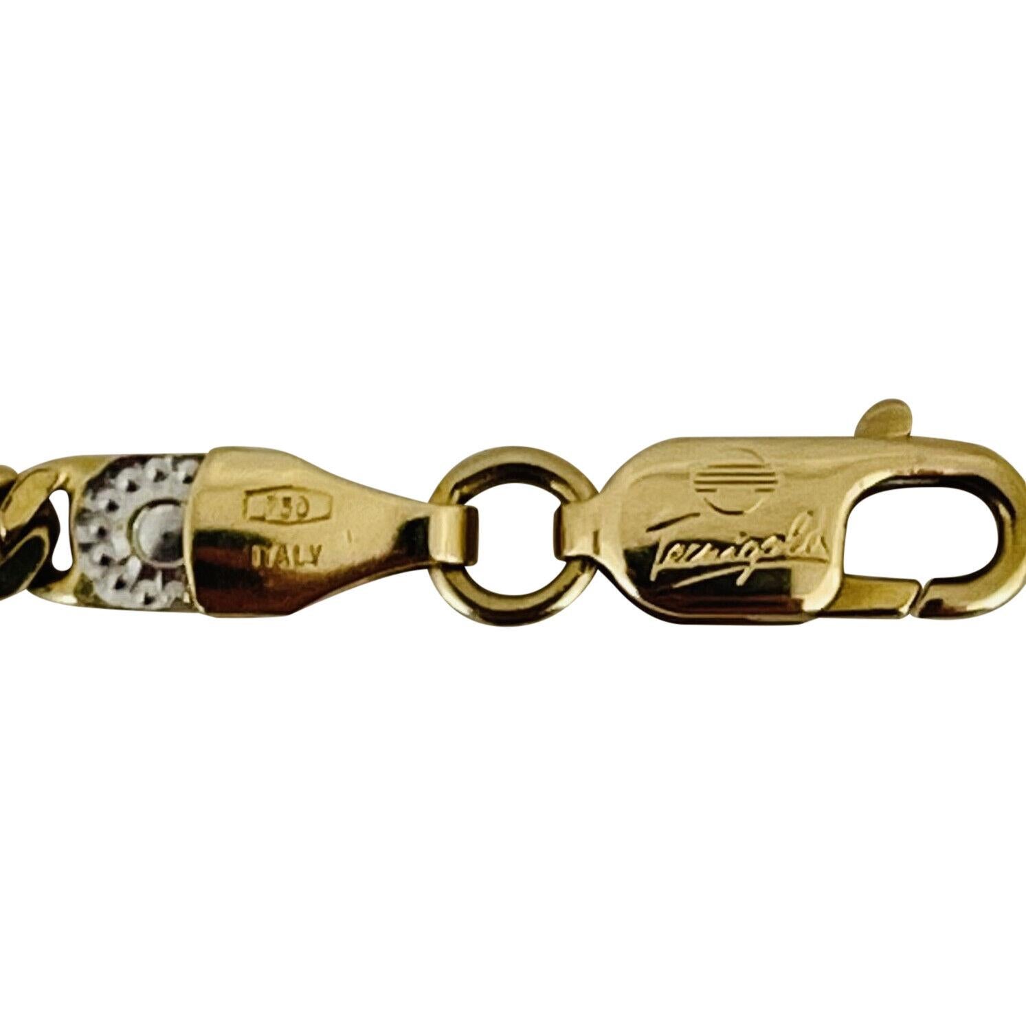 18 Karat Gelb-Weißgold Massiv-Vintage Fancy Gliederkette Halskette Italien 3
