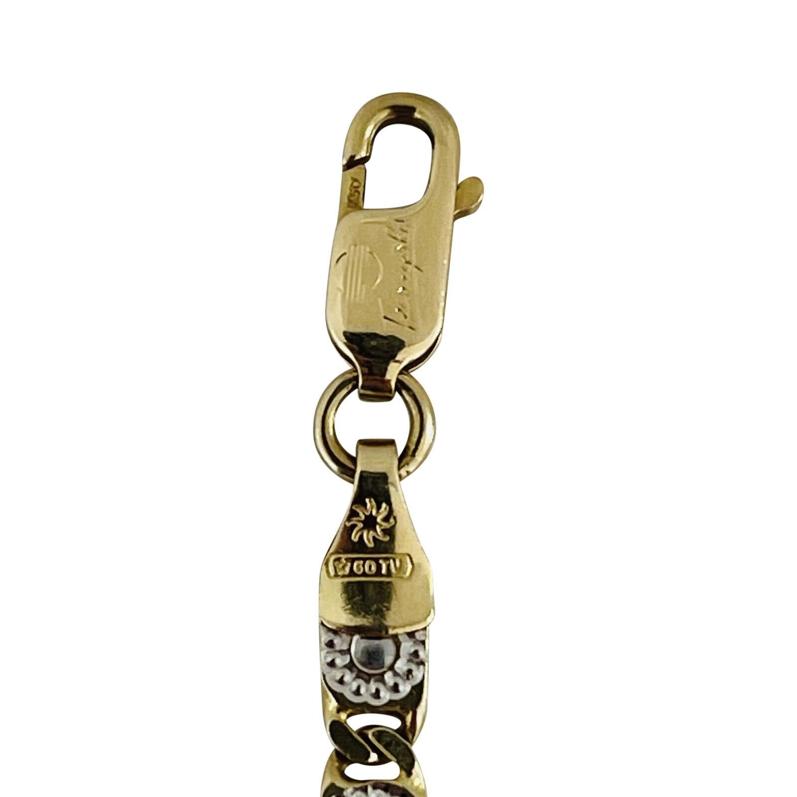 18 Karat Gelb-Weißgold Massiv-Vintage Fancy Gliederkette Halskette Italien 4
