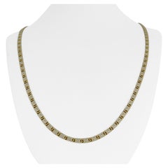 18 Karat Gelb-Weißgold Massiv-Vintage Fancy Gliederkette Halskette Italien
