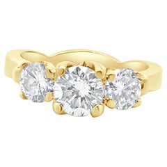 18 Karat Yellow & White Gold Three Diamond Engagement Ring