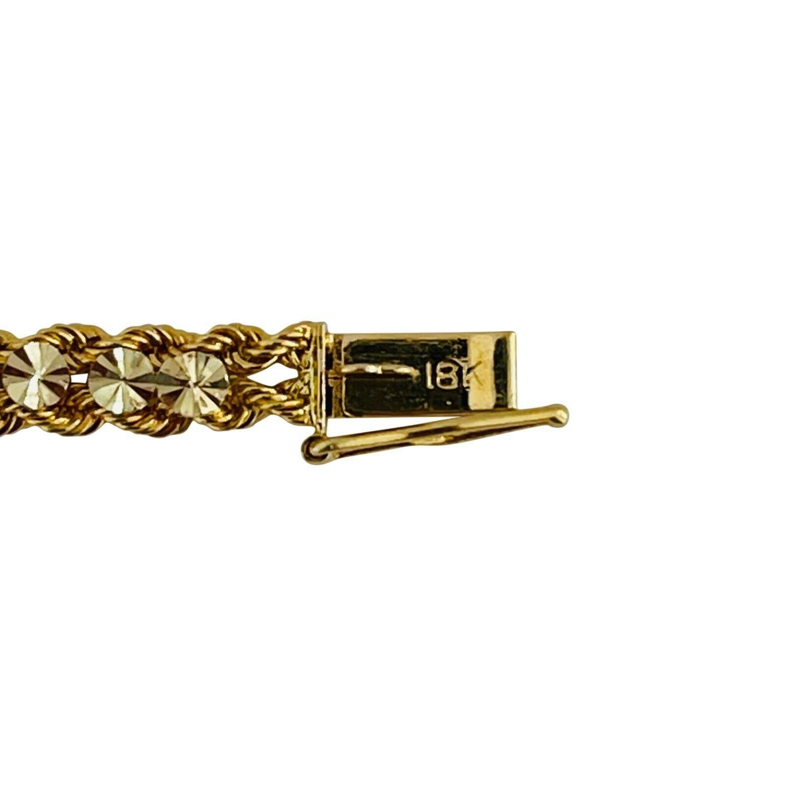 Women's or Men's 18 Karat Yellow White Gold Two Tone Circle and Rope Link Bracelet