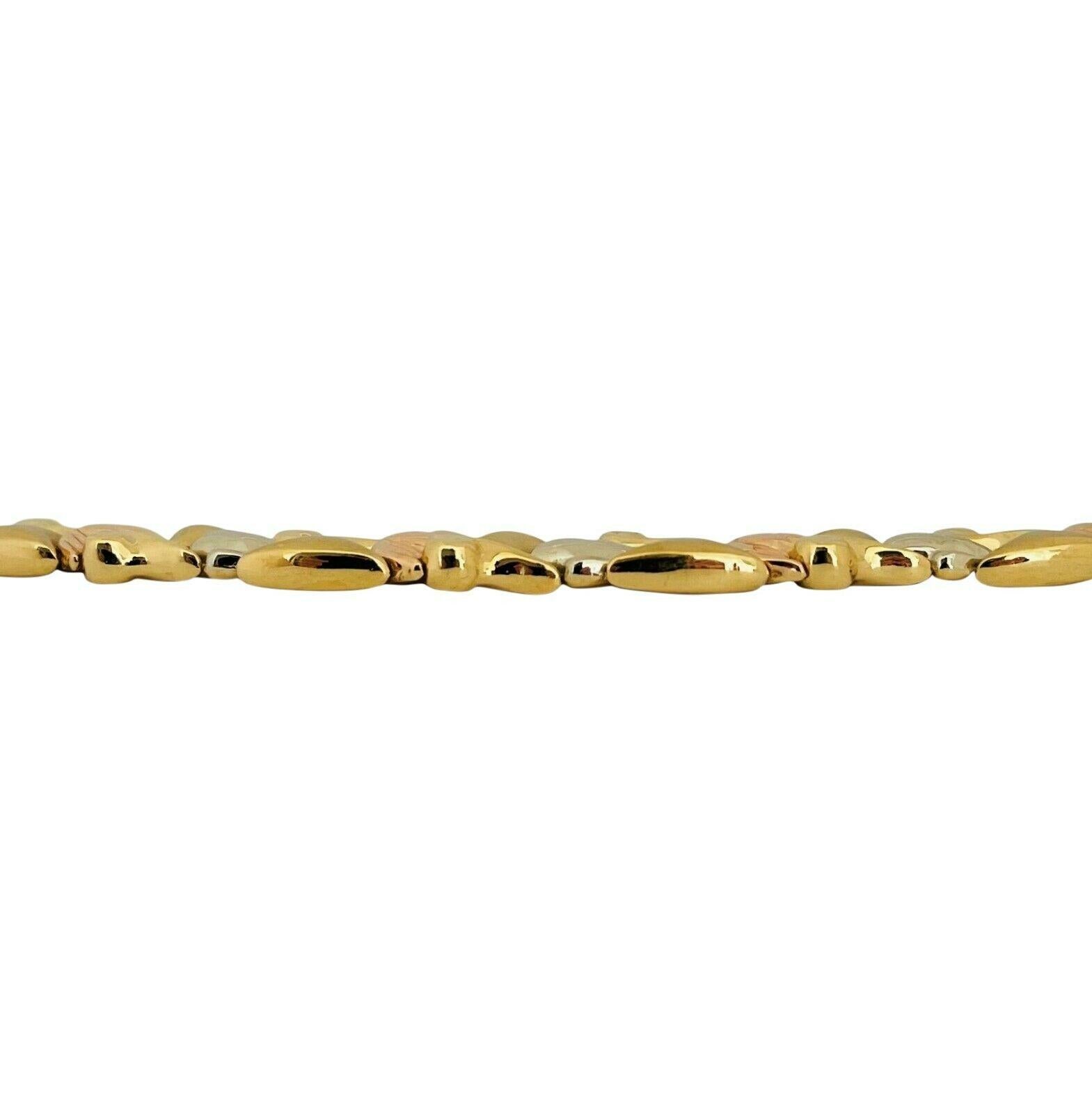 Women's or Men's 18 Karat Yellow White Rose Gold Tri Tone Fancy Link Necklace Italy