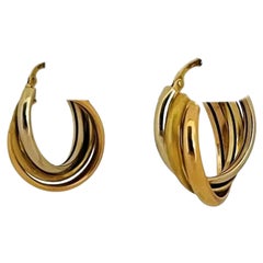 bronze bruñido color 18 Karat Yellow White Rose Gold Tri Tone Rolling Hoop Huggie Earrings Italy