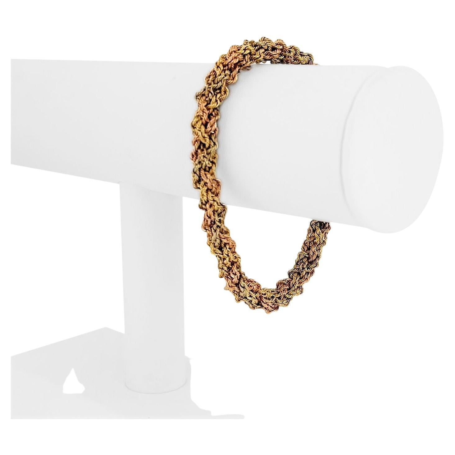 TriColor Gold Twisted Rope Bracelet at 1stDibs