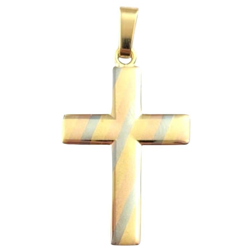 Ciondolo a croce tricolore in oro giallo bianco rosa 18 carati #21510