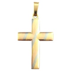 Colgante cruz tricolor de oro rosa blanco amarillo de 18 quilates #21510