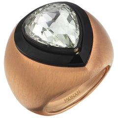 18 Karat Yelow Gold Monan Sultan Ring Set with 4.12 Carat Rose Cut Diamond