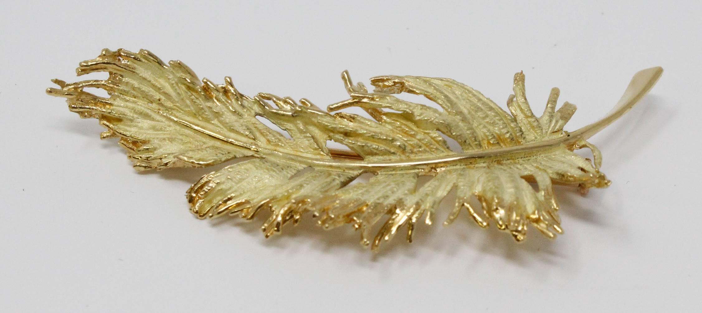 Tiffany France Leaf Brooch in 18 karat yellow gold weighing 4.6 dwt.