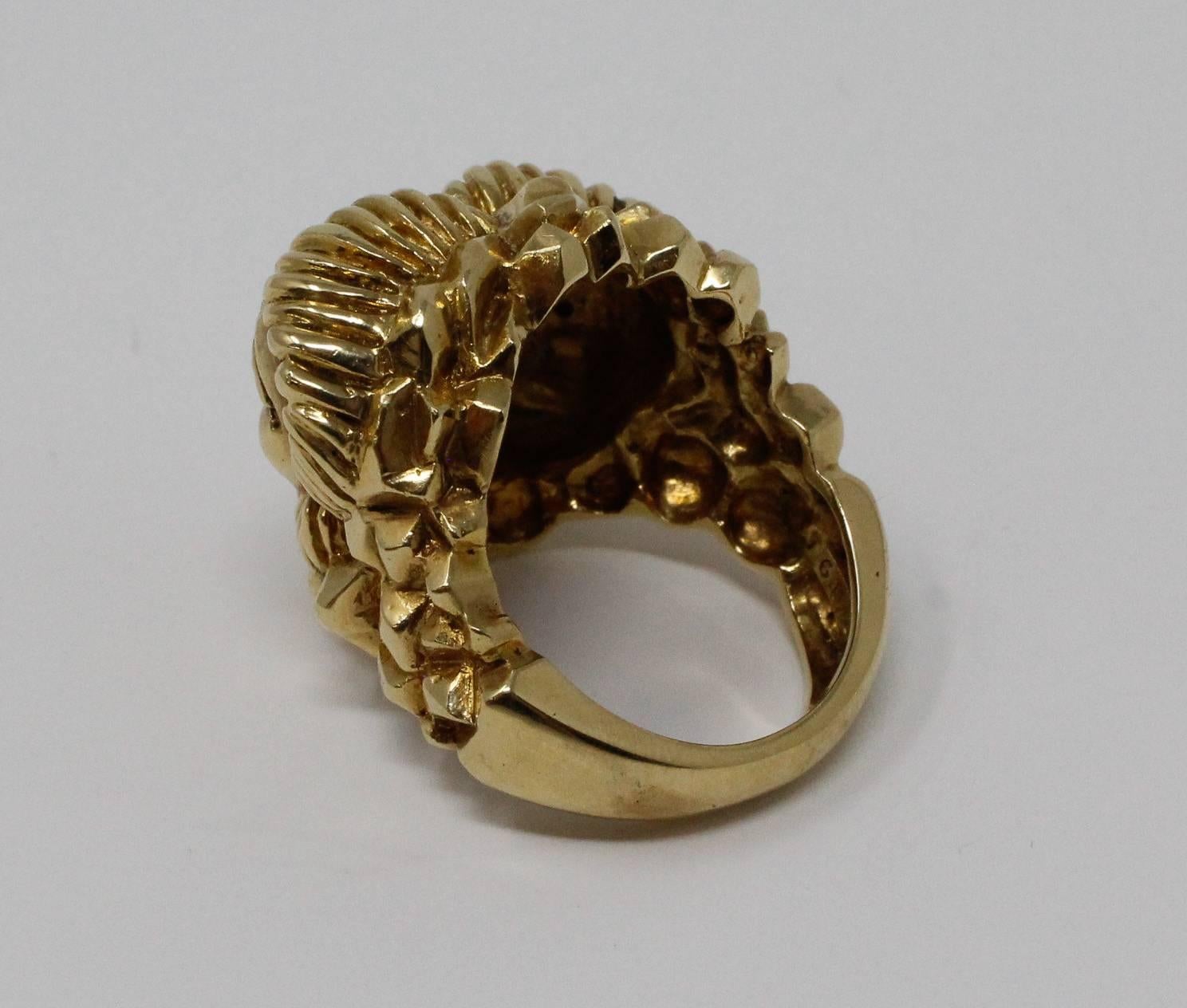 Greek Revival 18 Karat Yellow Gold Tragedy and Comedy Ring