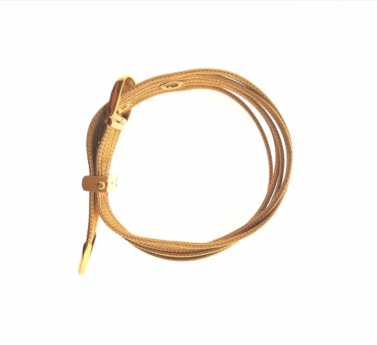 Classy and modern 18 Karats pink gold belt shaped bracelet. It has an extraordinarily made gold mesh with a very soft touch. Very attractive not only because of the belt-shaped design, but also for the pink gold. Adjustable to different
