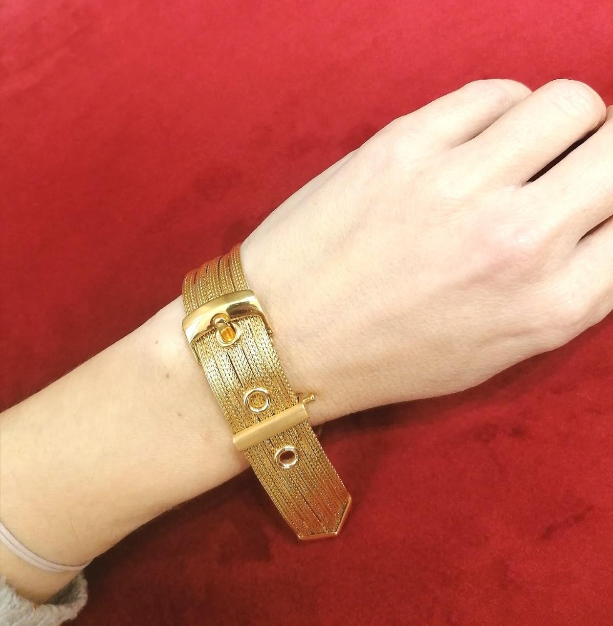 Modern 18 Karat Pink Gold Belt Bracelet For Sale