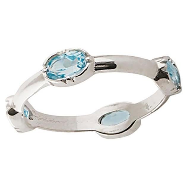 aquamarine stackable ring white gold