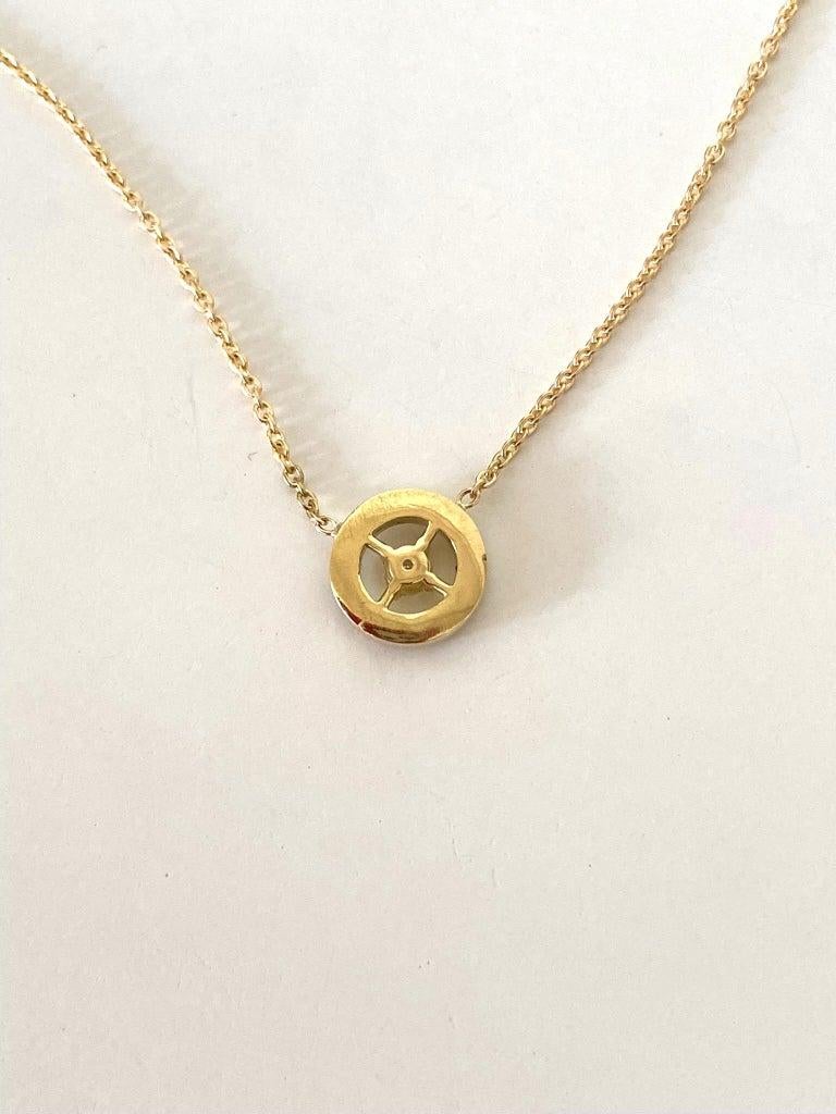 18 Karats Yellow Gold 0.24 Carats White Diamonds Unisex Pendant Chain Necklace For Sale 6