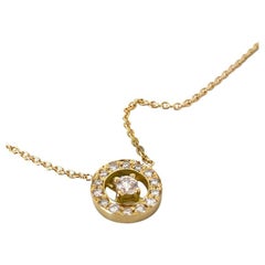 18 Karats Yellow Gold 0.24 Carats White Diamonds Unisex Pendant Chain Necklace