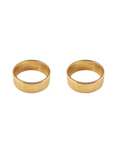 18 Karats Yellow Gold Two Wide Band Rings Personalize Size Width 8mm Polished