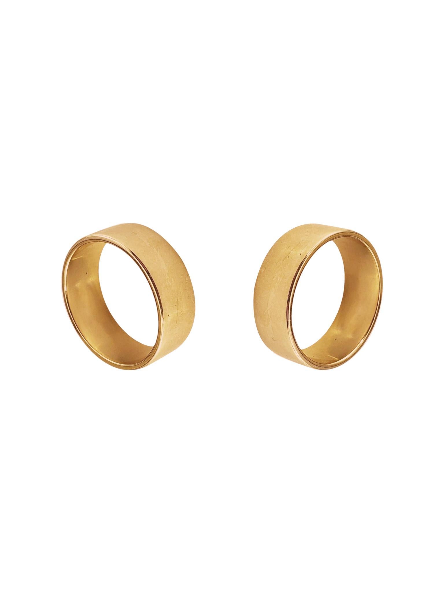 18 Karats Yellow Gold Two Wide Band Rings Personalize Size Width 8mm Polished In New Condition For Sale In Rome, IT