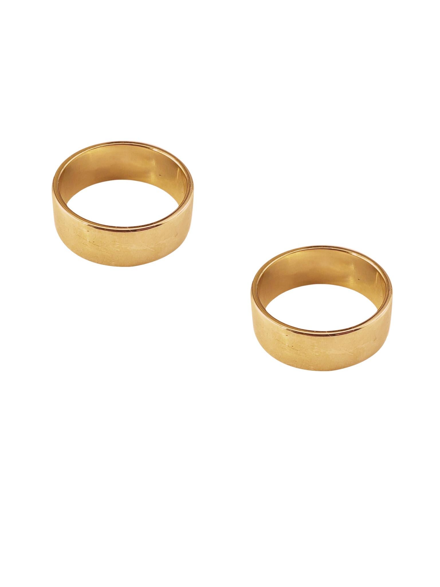 Women's or Men's 18 Karats Yellow Gold Two Wide Band Rings Personalize Size Width 8mm Polished For Sale