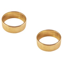 Oro giallo 18 carati Due anelli a fascia larga misura 9,25 Larghezza 8 mm Lucido