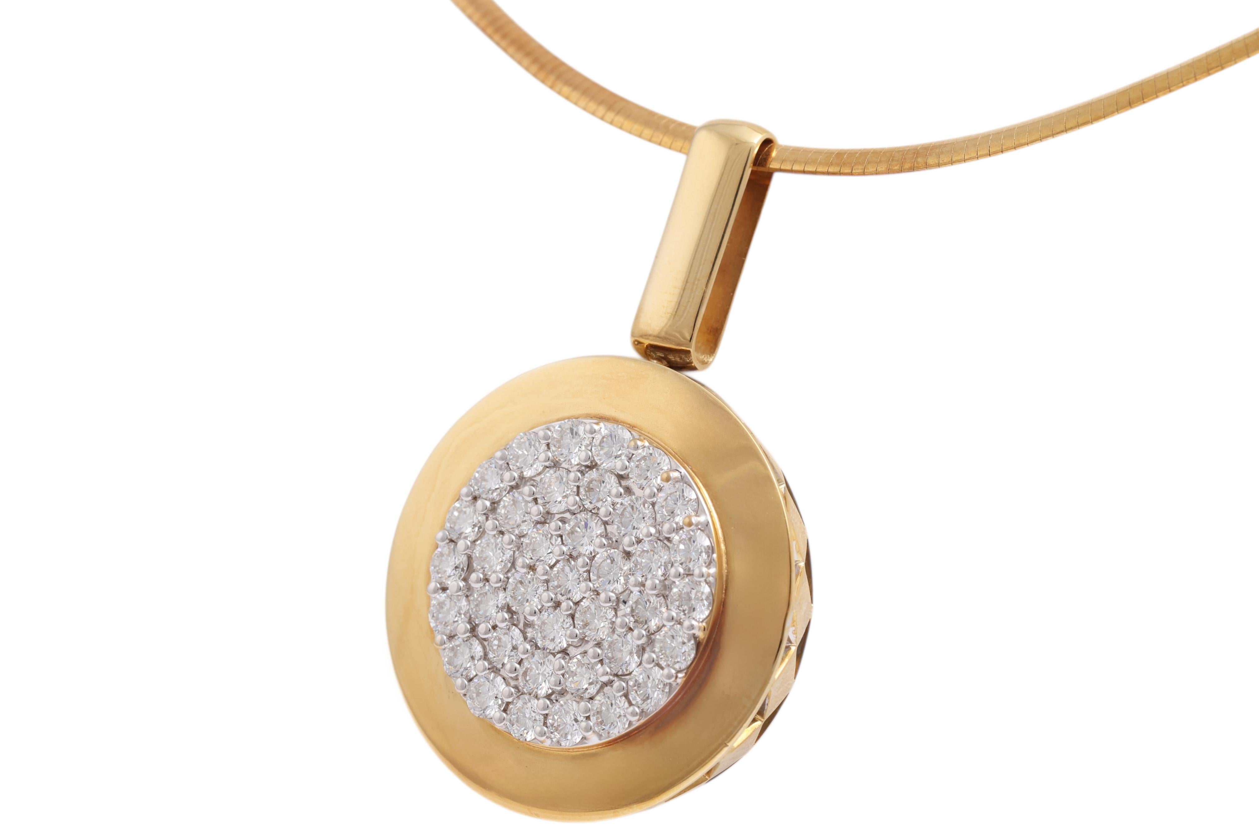 18 Kt 3.63 Ct. Diamant-Anhänger/Hänger/Halskette (Brillantschliff) im Angebot
