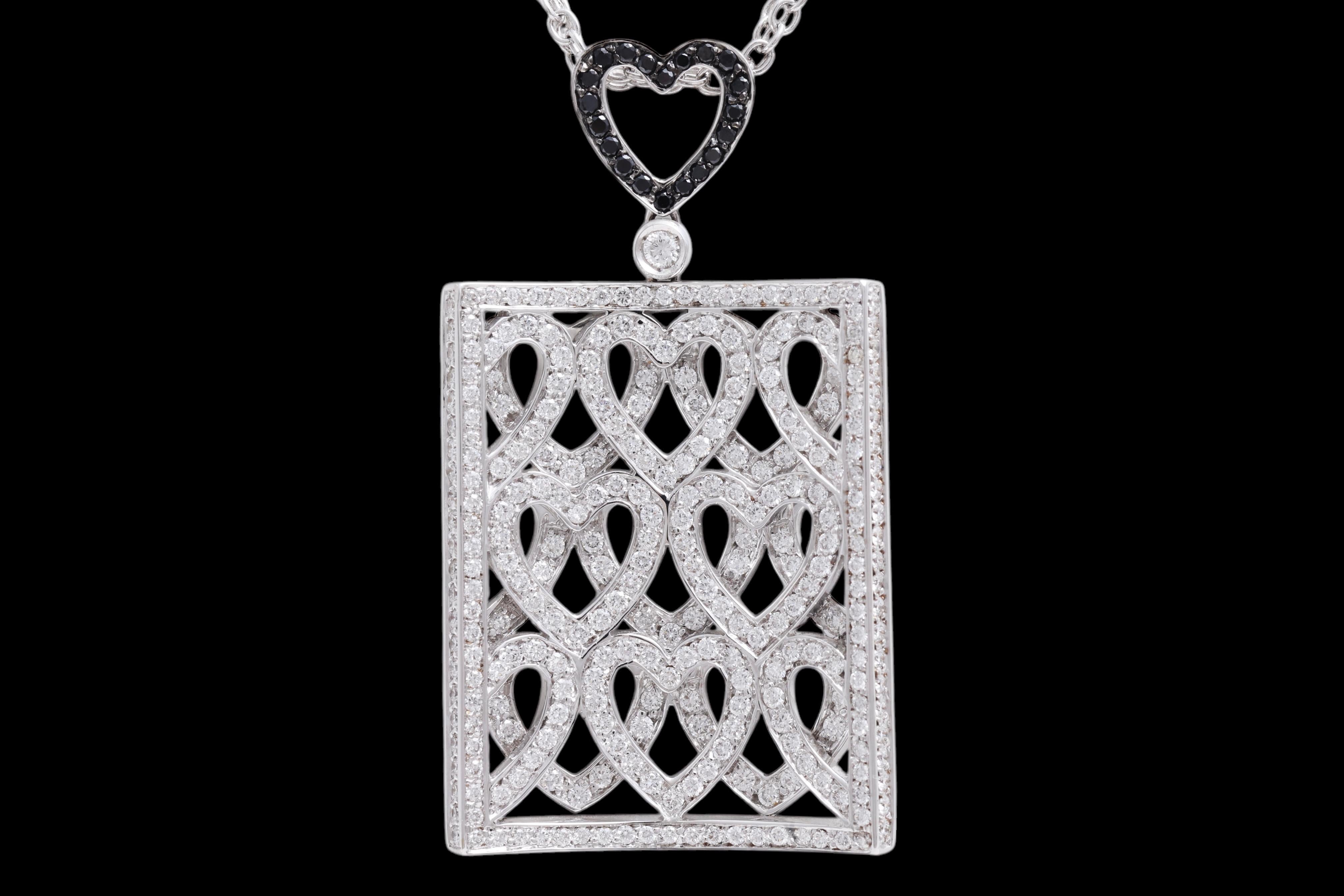 da uomo o donna Ciondolo 3D 18 Kt / Collana a forma di cuore con diamante incastonato in vendita