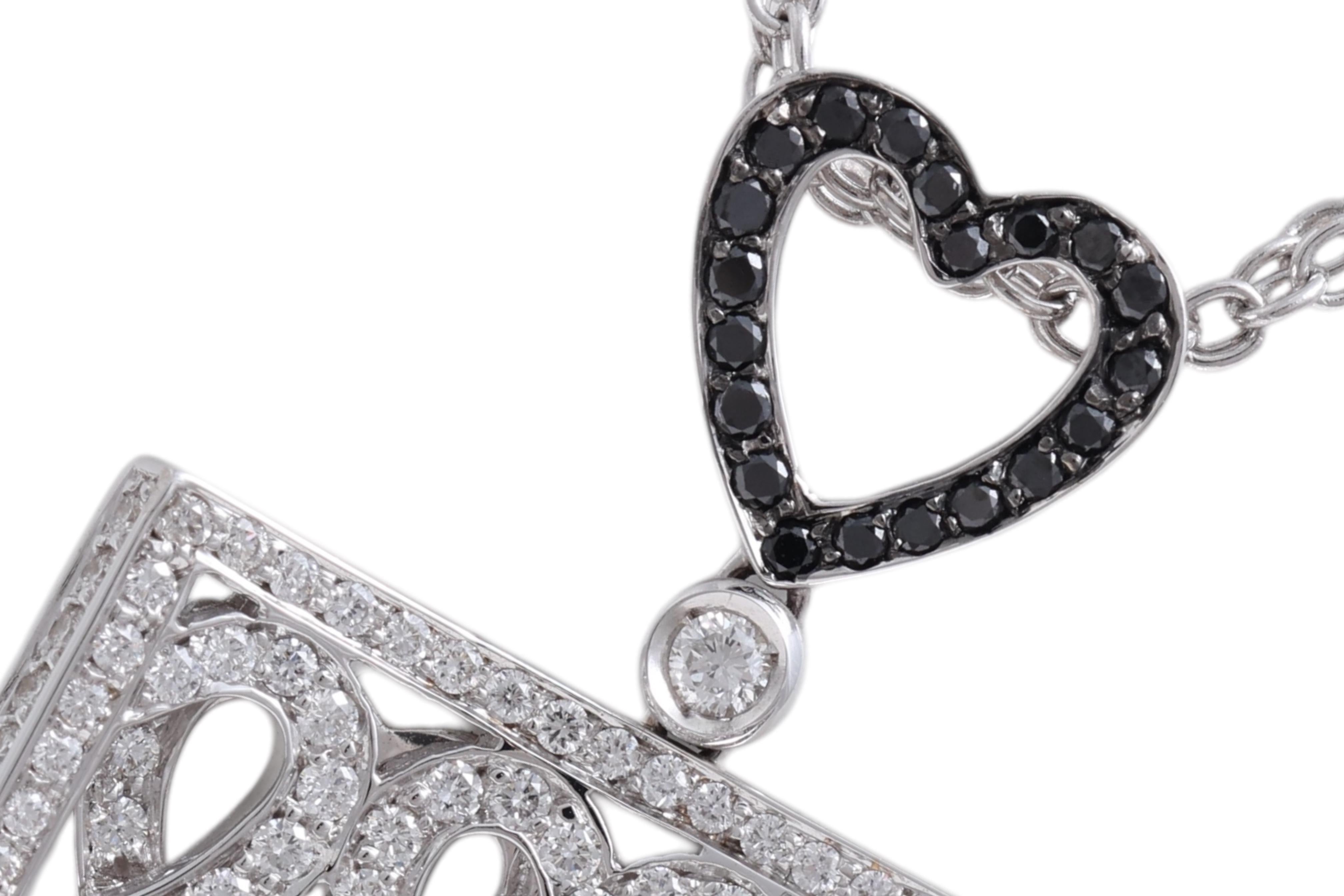 Ciondolo 3D 18 Kt / Collana a forma di cuore con diamante incastonato in vendita 1